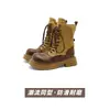 Botas Martin Redondas de Tacón Grueso y Suela Gruesa de Capibara para Mujer, Botines Nuevos de Otoño/Invierno, Botas Amarillas de Estilo Británico, Botas de Trabajo
