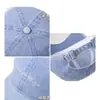 Boné de Baseball de Sarja Lavada Simples Azul Claro para Mulheres, Circunferência da Cabeça Grande, Sensação de Alto Padrão, Aba Larga, Copa Profunda, Chapéu Bico de Pato