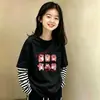 Camiseta de manga larga con retazos de algodón puro para niñas, nueva y versátil, elegante, estilo dos piezas falsas, para niñas mayores, primavera y otoño 2026