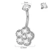 Anillo para Ombligo de Acero Inoxidable Galvanizado con Circonita Blanca Trébol de Cuatro Hojas Cuadrado Mariposa Diente Interno Joyería para Piercing