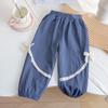 Otoño para Niñas Estilo Coreano Sencillo Encaje 2024 Nuevo Sudadera de Manga Larga con Estampado de Bebé de Dibujos Animados Pantalones de Tobillo con Lazo