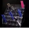 *Portaplumas de acrílico, expositor de tarjetas, organizador de papelería, caja de almacenamiento de rejilla redonda para bolígrafos y lápices, rejilla inclinada, expositor trapezoidal