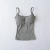 Moda Americana de Nicho Camisola Listrada Garota Popular Peça Única com Bojo Short Interno Sexy Top Slim