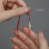 Riqueza a través de CírculosPulsera de Hilo Rojo del Año Zodiacal de Plata de Ley S925 para Mujer, Pulsera de la Fortuna de Moneda de Cobre Estilo Chino, Ajustable