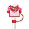 Serie de San Valentín Transfronteriza Tapa de Popote de Goma Suave de PVC 10 mm Popote Universal Tapa Decorativa para Polvo Tapa Antipolvo Venta al por Mayor