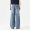 Jeans de Mezclilla Delgados Lyocell Tencel para Hombre Primavera y Verano Cintura Elástica Rectos Sueltos Pierna Ancha Versátiles Pantalones de Seda de Hielo