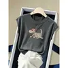Camiseta de algodón puro para mujer, hombro normal, manga corta abullonada pequeña, cuello redondo, manga corta, top elegante y versátil, nuevo modelo de verano 2026