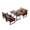 Conjunto Retro de Mesa, Silla y Sofá para Cafeterías de Té de Leche de Moda, Bares, Hoteles, Áreas de Reuniones, Recepción y Zonas de Descanso en Estilo Vintage