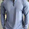 Talla Extra Grande 150 kg Ropa Deportiva de Manga Larga de Secado Rápido para Pareja para Hombres y Mujeres, Ropa de Fitness Ajustada, Camiseta de Entrenamiento de Media Cremallera para Primavera y Verano