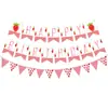 Banner de cumpleaños transfronterizo nuevo con temática de fresas, perfecto para fiestas de cumpleaños infantiles y celebraciones del primer cumpleaños, con un diseño de banderines triangulares.