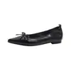 Zapatos de mujer plateados de punta fina con suela blanda, estilo francés de verano 2026, elegantes zapatos planos de ballet con lazo, zapatos de mujer de talla grande
