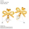 Pendientes de Aro de Acero Inoxidable Europeos y Americanos para Mujer, Pendientes de Circonita de Alta Gama, Pendientes de Acero de Titanio, Joyería Transfronteriza Chapada en Oro al por Mayor
