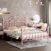 Cama de hierro forjado para uso doméstico, engrosada y reforzada, cama de princesa simple y moderna, cama doble de 1,8 m, cama de marco de hierro de lujo ligero individual de 1 m