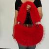 Nueva linda bolsa de peluche con forma de corazón de melocotón de piel sintética, bolso de mano de imitación de piel de mapache, estilo de chica popular, bolsa de piel sintética