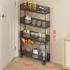 Estante de almacenamiento para huecos de cocina, estante de almacenamiento multicapa, carrito de bocadillos para bebés, estante de almacenamiento móvil lateral para refrigerador