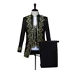 Traje Formal Europeo para Hombre con Incrustaciones Doradas Traje de Corte Chaleco para Hombre Set de Tres Piezas Ropa para Estudio Fotográfico Negro y Blanco Escenario de Ópera