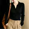 Nuevo top de punto para mujer de otoño, corte slim, con cuello, diseño de alta gama y tacto sofisticado