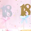 Cartão de decoração de bolo de aniversário 18 anos linda flor plug-in decoração de bolo cartão de mesa de sobremesa de papel