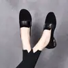 Zapatos mocasín de cuero suave de suela blanda para primavera y otoño de comercio exterior transfronterizo, mocasines planos de gamuza para mujer, nuevo estilo, con tacones gruesos