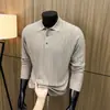 Suéter de camiseta de manga larga para hombre de otoño, estilo fino para papás de mediana edad, contiene lana, tejido de punto con cuello, camiseta interior para hombre