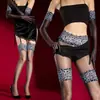 Medias Aurora de Encaje con Estampado de Leopardo en Negro, Falsas de Dos Piezas, Adelgazantes y Realzadoras de Piernas