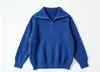 Suéter de Punto Canalé con Cuello Cruzado y Media Cremallera para Mujer Otoño Invierno Nuevo Estilo Holgado Perezoso Top de Punto Casual Sencillo