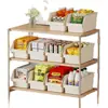Caja de almacenamiento para gabinete de casa, organizador de utensilios de cocina, cesta de almacenamiento para artículos diversos de escritorio, caja de almacenamiento tipo canasta extraíble para el hogar