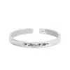 Pulsera de Plata Pura 9999 Plata de Ley Método Antiguo Abierto Nube Auspiciosa Sutra del Corazón Pulsera para Mujer Estilo Étnico Joyería de Plata Pulsera de Plata al por Mayor