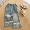 Jeans Lemon Girl para Niños Otoño Nuevo Estilo Pantalones Casuales de Pierna Ancha para Niños Pantalones de Pierna Recta para Bebé Niña Estilo Otoño Primavera