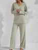 Conjunto Casual Cómodo de Mujer para Casa con Mangas Largas de Canalé y Pantalones - Otoño/Invierno 2026 Europeo y Americano de Amazon