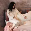 [Sensação Suave Algodão Puro] Novo Pijama Grande Vermelho para Casamento Feminino Cardigã de Algodão com Renda e Bojo Roupas de Casa Estilo Primavera e Outono