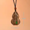 Amuleto de paz de madera de agarwood con accesorios chapados en oro, colgante que atrae la fortuna y protector, collar de cuello, colgante de madera, collar decorativo