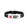Pulsera de Silicona con Forma de Serpiente Grabada, Pulsera de Acero Inoxidable Estrella de la Vida Señal de Advertencia de Diabetes, Pulsera de Información Médica