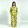 Pijama a la ModaNuevo pijama para mujer, imitación algodón, doble bolsillo, cuello redondo, manga larga, diseño de dibujos animados, conjunto holgado para casa para primavera y otoño