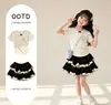 Conjunto de Duas Peças Verão Meninas Saia de Bolo Desenho Animado para Crianças de Meia-Idade e Mais Velhas Verão Novo Doce Fofo Saia Curta e Conjunto de Camiseta Curta