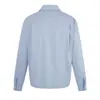 Camisa sofisticada de estilo americano con cuello en V, retazos y diseño de dos piezas falsas, de manga larga para hombres y mujeres, holgada y versátil para otoño, adecuada para ir al trabajo y uso casual