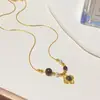 Collar Ojo de Tigre Maillard de Sentido Avanzado Cadena de Clavícula de Moda para Mujer Cadena de Collar de Lujo Ligero Popular entre Celebridades de Internet
