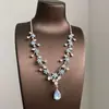 [Galaxia Brillante] Nuevo Collar Colgante de Gota de Agua Brillante, Estilo Dama Rica para Fiesta de Cena, Cadena para Clavícula de Alta Gama y Hermosa