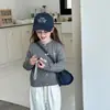 Cardigan de Tricô Trançado em Forma de Coração para Meninas, Jaqueta Suéter Infantil de Gola Redonda, Peça de Roupa Externa Casual Versátil de Manga Longa