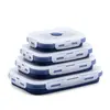 Marmita de Silicone Dobrável, Pote Portátil, Marmita para Micro-ondas, Conjunto de Caixas de Armazenamento Seladas para Geladeira para Trabalhador de Escritório