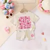 Conjunto de Verano Duoduo Xiyin Transfronterizo para Bebés y Niños con Estampado de Letras, Suave y Cómodo, Ligero, de Manga Corta, Moderno, para Exportación