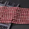 Cristal de Fresa Rojo Crudo Natural Cuentas Sueltas Cuentas Redondas Pulsera DIY Tipo Hielo Alta Transparencia Cuentas Redondas con Agujero Pasante Venta al por Mayor