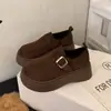 Sapatos Mocassins Femininos Versáteis Tudo Incluído Novo Estilo Coreano para Pessoas Baixas Usarem Fora, Sapatos Birkenstock de Solado Grosso Outono e Inverno 2025
