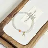 Nuevo Pulsera de Piedra Natural con Cuentas Estilo Chino para Mujer Corazón de Piedra Lunar Gris Pulsera con Colgante de Acero de Titanio Pulsera de Perlas de Agua Dulce para Mujer