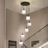 Apartamento Loft Escalera Candelabro Sala de Estar Iluminación de Cristal Escalera Dúplex Espacio Abierto Giratorio Amazon Estilo Nórdico