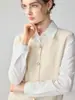 Roupa para o Trabalho: Colete de Tricô 100% Caxemira Pura Feminino, Cardigã sem Mangas com Botões Metálicos, Colete de Outerwear