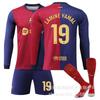 2425 Barcelona Casa manga comprida camisa 19 Yamal Garvi 9 Levan 8 Pedro Pedro 10 Messi camisa de futebol conjunto