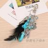 Llavero de plumas bohemio popular americano borla de lana atrapasueños colgante para bolso de ópalo al por mayor