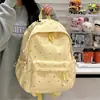 Mochila pequena com coração estampado a quente, estilo feminino, mochila escolar simples, grande capacidade, mochila casual para o uso escolar diário dos alunos