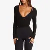 Ropa de Yoga de Manga Larga Transfronteriza para Mujer, Tops de Yoga Cruzados en la Parte Delantera, Estilo Ballet, Tops Versátiles de Manga Larga para Deportes y Fitness